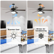 Black Ceiling Fan with Light 52'' Modern fan with Remote CF-5209