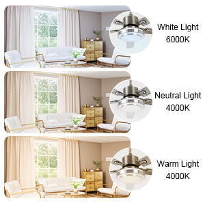 Silver Ceiling Fan with Light 52'' Modern fan with Remote CF-5208