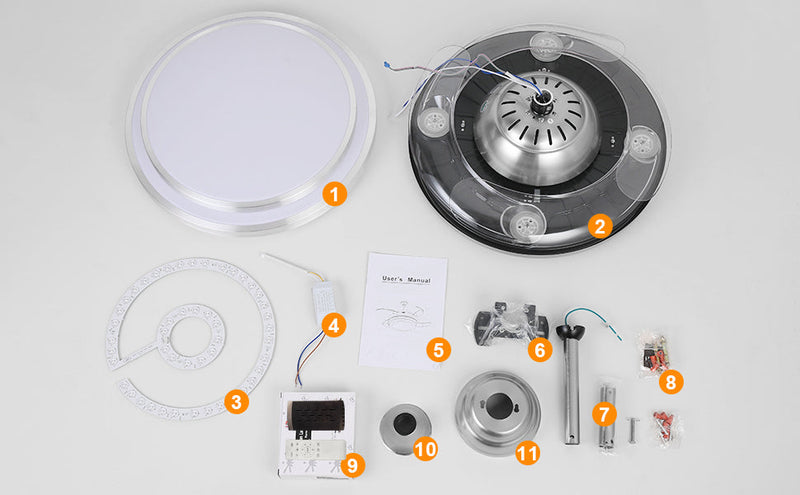 Silver Ceiling Fan with Light 42'' Fan with Remote Control CF-4201
