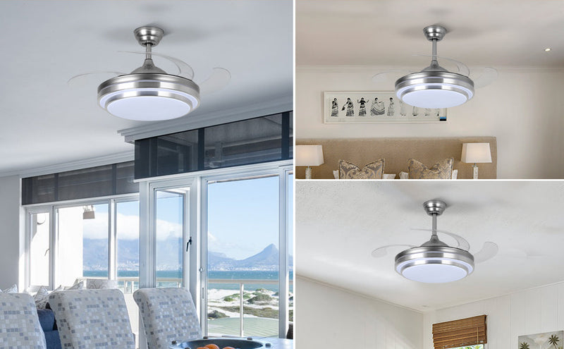 Silver Ceiling Fan with Light 42'' Fan with Remote Control CF-4201