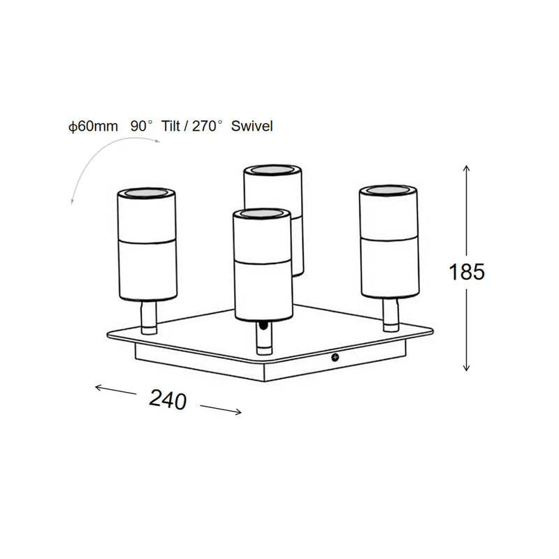 3A Lighting 4 LIGHTS ON THE SQUARE PLATE 2150