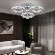 Luretta 30W Crystal Ring Tri-Colour Flush Mount Chandelier - image 3