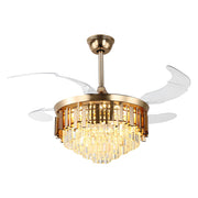 Windora Solenne 42" Gold Crystal Chandelier DC Ceiling Fan w/ 3CCT LED Remote
