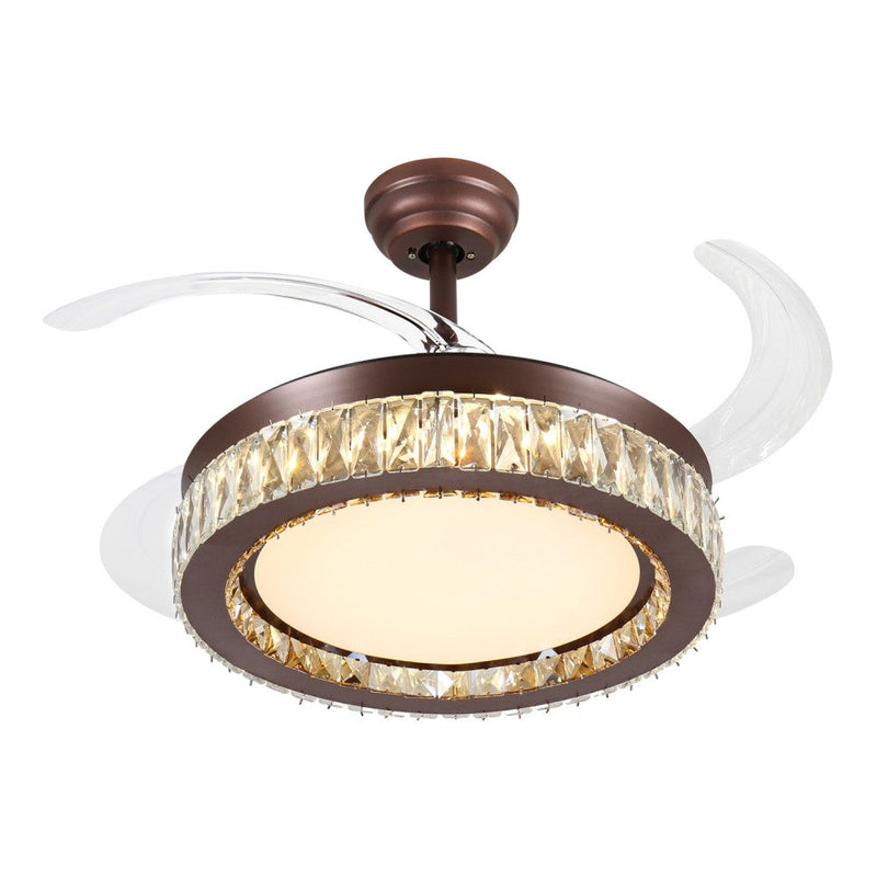 Windora Calista 42" Antique Bronze Crystal Chandelier DC Ceiling Fan w/ 3CCT LED Remote Control