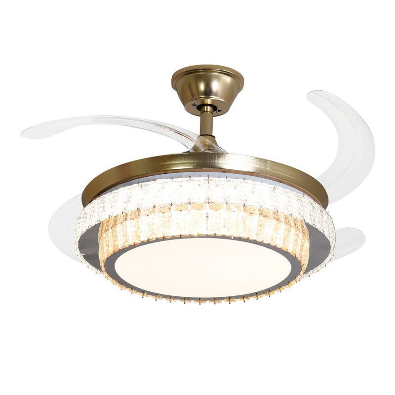 Windora Aurea 42" Gold Dual-Tone Crystal DC Ceiling Fan w/ 3CCT LED Remote Control