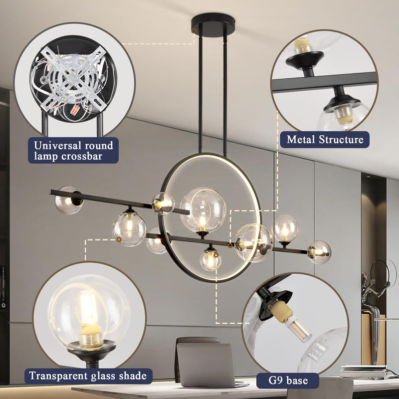 Glass Globe Sputnik Chandelier 10-Light LED Pendant Light CL-GM10