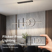 Ring Strip Mix LED Chandelier Adjustable Chain Metal Acrylic Modern Pendant Light CL-RSMC