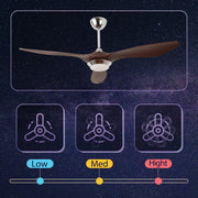 52'' Ceiling Fan with Light Silver&Brown with Remote Control CF-5206