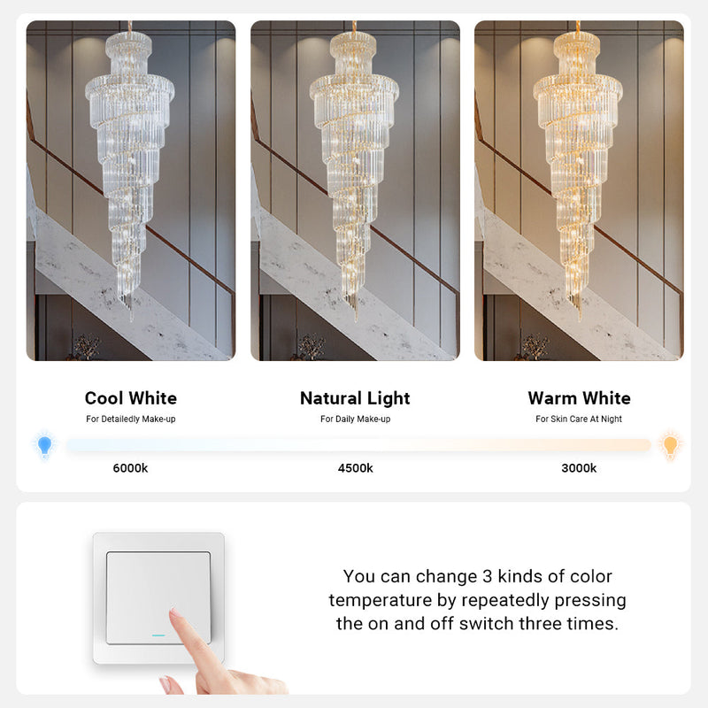 Crystal High Ceiling Chandelier Luxury Modern Spiral Light CL-LCAKE21