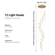 Staircase Crystal Chandelier Modern 12/18-Light Chain Light CL-CBAR