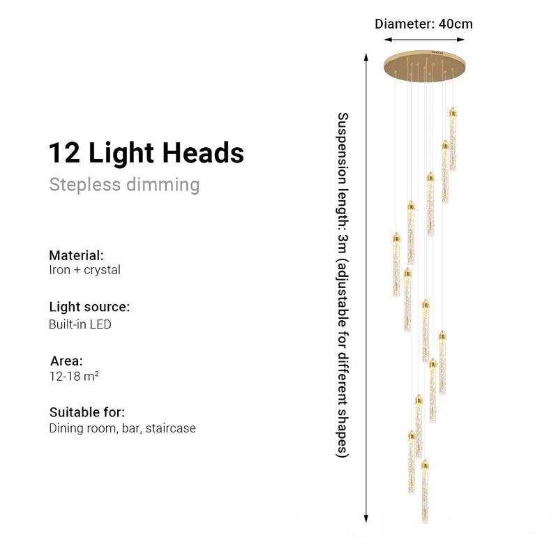 Staircase Crystal Chandelier Modern 12/18-Light Chain Light CL-CBAR