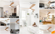 52'' Ceiling Fan with Light White&Brown with Remote Control CF-5204