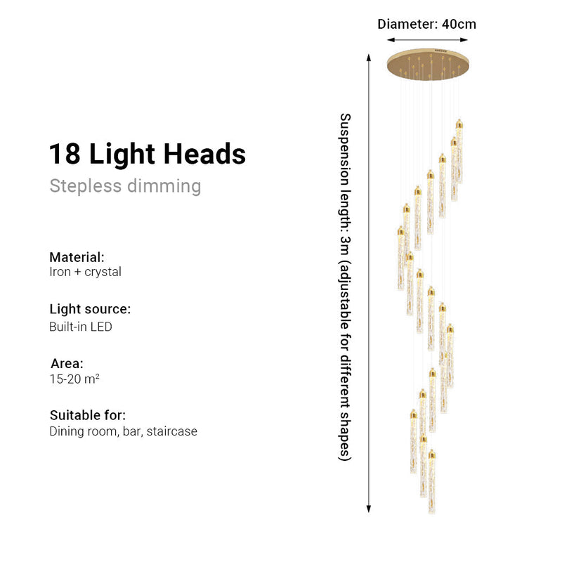 Staircase Crystal Chandelier Modern 12/18-Light Chain Light CL-CBAR