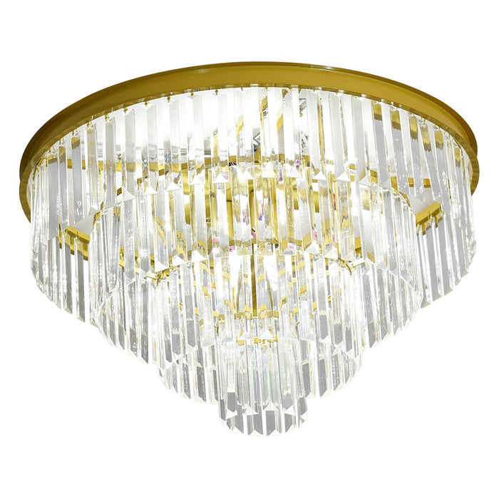 Brionne Crystal Tiered Flush Mount Chandelier – 60cm / 80cm, Gold / Black
