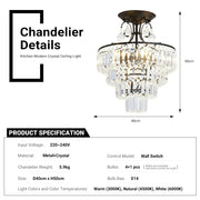 4 Lights Crystal Chandelier 40x50cm 3 Colors Cake Ceiling Lamp CL-CAKE