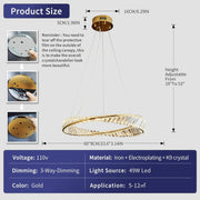 1 Ring Crystal Chandelier 60cm Gold 3 Colors With Remote CL-1R6