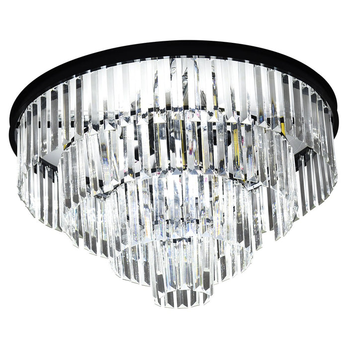Brionne Crystal Tiered Flush Mount Chandelier – 60cm / 80cm, Gold / Black