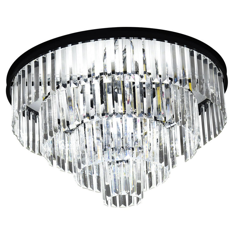 Brionne Crystal Tiered Flush Mount Chandelier – 60cm / 80cm, Gold / Black