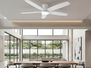 Ceiling Fan with Light 52" DC Motor 5 Wood Blades White CF-52JYFW