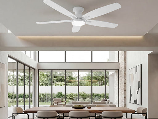 Ceiling Fan with Light 52" DC Motor 5 Wood Blades White CF-52JYFW
