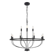 12 Lights Candle Chandelier Black Farmhouse & Industrial Pendant CL-12HCCB