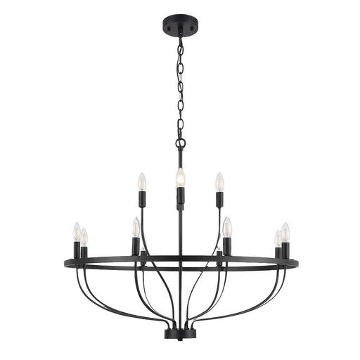 12 Lights Candle Chandelier Black Farmhouse & Industrial Pendant CL-12HCCB