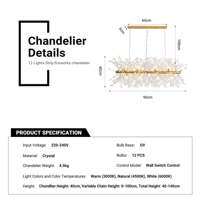Modern Firework Chandelier 12 Lights 3 Colors Dandelion Pendant CL-FWS