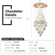 High Ceiling Crystal Chandelier Raindrop Staircase Chandelier CL-LRC