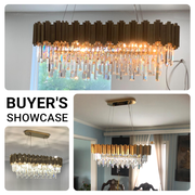 Luxury Crystal Strip Chandelier Gold Ceiling Light Lamp LED CL-CSCG