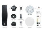 Ceiling Fan with Light 52" DC Motor 5 Wood Blades Black CF-52JYFB