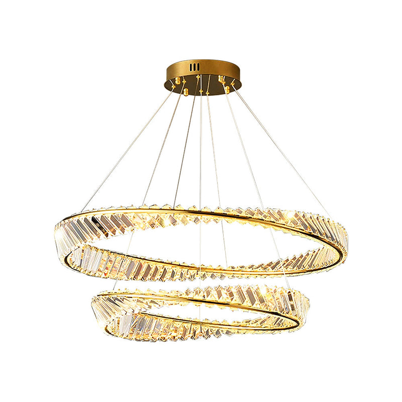 2 Rings Crystal Chandelier 60&80cm Gold 3 Colors With Remote CL-2R68