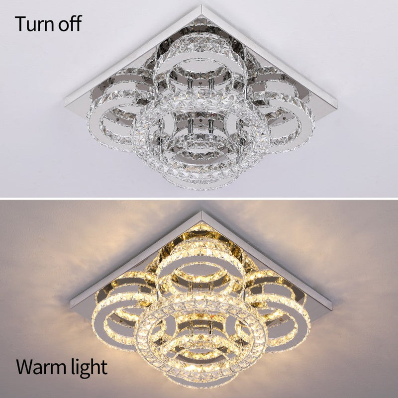 Aveline 51W Tri-Colour Dimmable Crystal Flush Mount Ceiling Light – 40.5cm - image 8