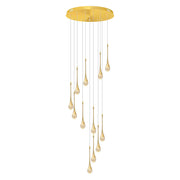 Staircase Raindrop Chandelier Modern 12/18-Light Gold Pendant CL-WDC
