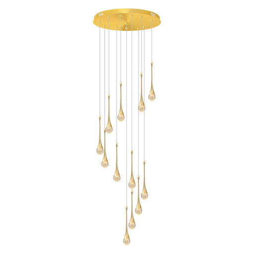 Staircase Raindrop Chandelier Modern 12/18-Light Gold Pendant CL-WDC