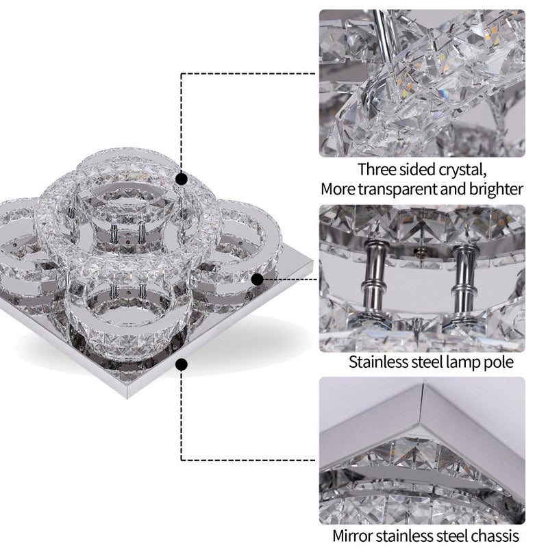 Aveline 51W Tri-Colour Dimmable Crystal Flush Mount Ceiling Light – 40.5cm - image 4