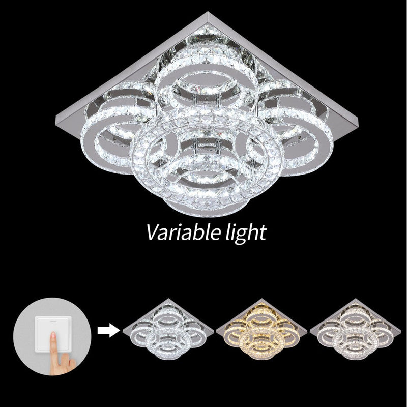 Aveline 51W Tri-Colour Dimmable Crystal Flush Mount Ceiling Light – 40.5cm - image 14