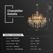 18 Lights Crystal Chandelier Large Ceiling Pendant Light CL-NCC18