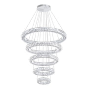 5 Rings Crystal Chandelier Modern LED Stair High Ceiling CL-5RCCS