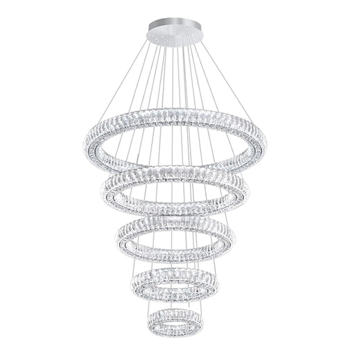 5 Rings Crystal Chandelier Modern LED Stair High Ceiling CL-5RCCS
