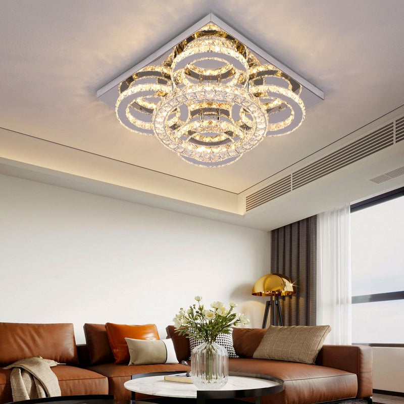 Aveline 51W Tri-Colour Dimmable Crystal Flush Mount Ceiling Light – 40.5cm - image 13