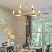 9 Lights Candle Chandelier Gold Farmhouse & Industrial Pendant CL-9HCCG
