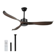 56" Black&Brown Ceiling Fan Remote Control 3 ABS Blades Timer CF-5602