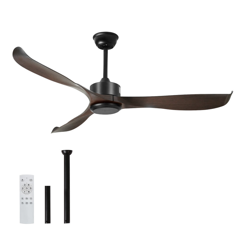 56" Black&Brown Ceiling Fan Remote Control 3 ABS Blades Timer CF-5602