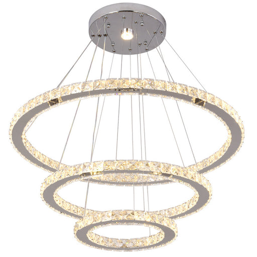 Zaria 3-Ring Crystal Chandelier – Tri-Colour Adjustable