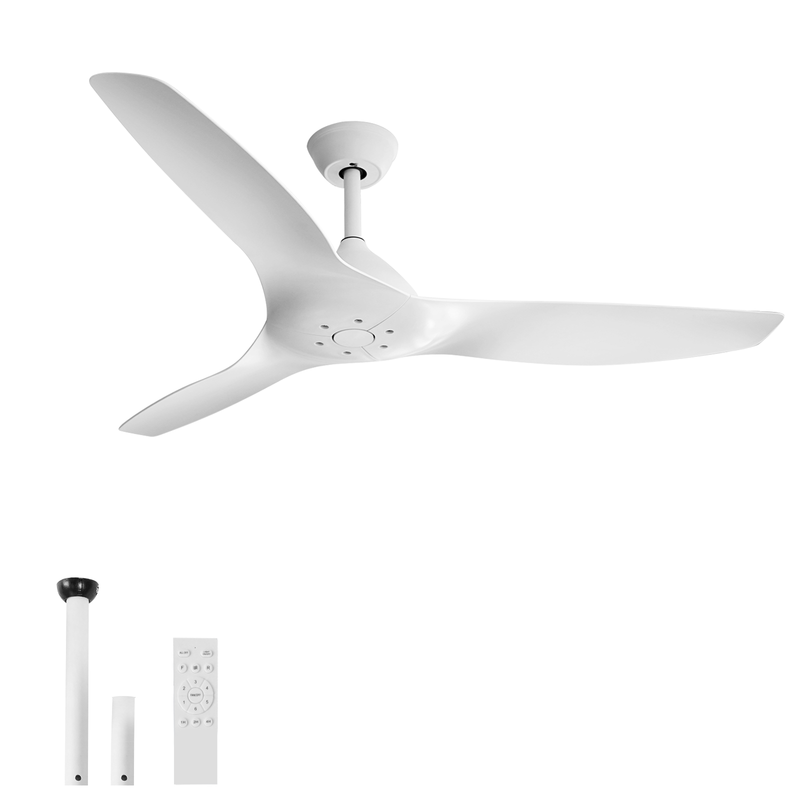 52'' Pure White Ceiling Fan Remote Reversible DC Motor Timer CF-5211