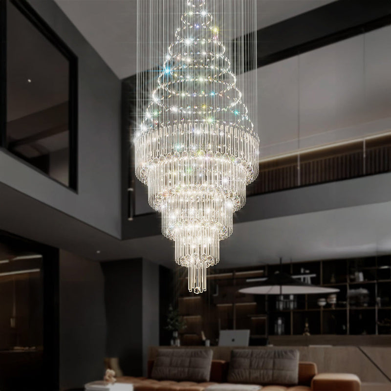 High Ceiling Crystal Chandelier Raindrop Staircase Chandelier CL-LRC