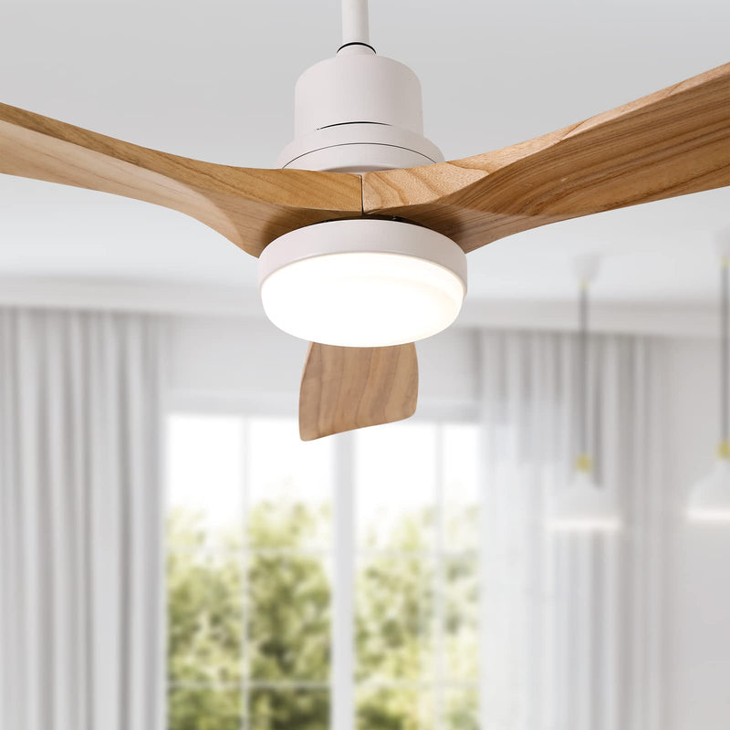 52'' Ceiling Fan with Light White&Brown with Remote Control CF-5204