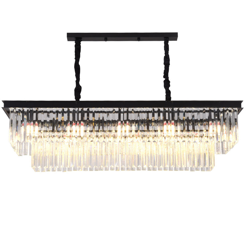 Altaira 10-Light Crystal Linear Chandelier 100cm – Black or Gold