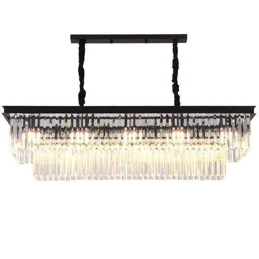Altaira 10-Light Crystal Linear Chandelier 100cm – Black or Gold