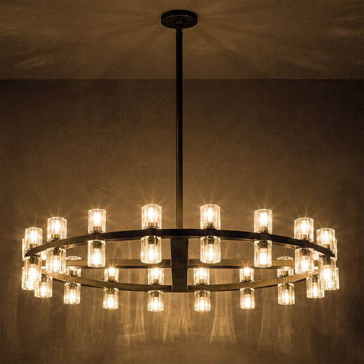 Modern K9 Crystal Chandelier 36-Light D90cm Black Large Wagon Wheel Pendant CL-BWPL
